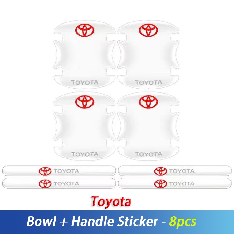 4 / 8PCS Stiker Pelindung Gagang Pintu Mobil Transparan Untuk Toyota Vios Rush Corolla Wish Avanza