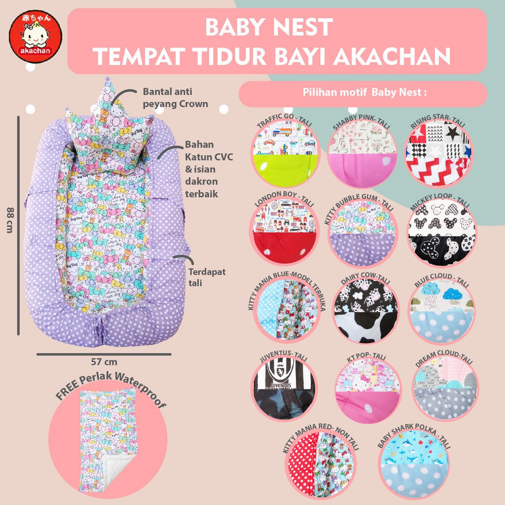 PRE ORDER BABY NEST + BEDSET set PreOrder Tempat Tidur bayi Bedcover set Akachan PO