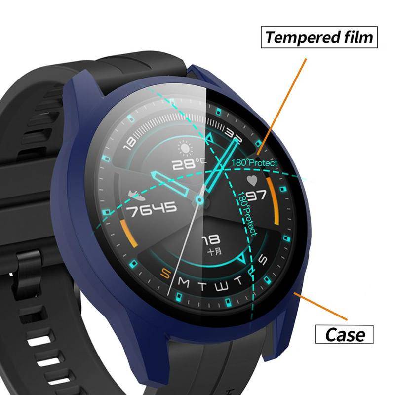 Pelindung Layar Tempered Glass Bumper Frosted Untuk Huawei Watch 3 Pro 46mm / 48mm