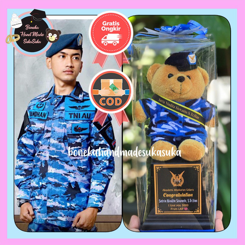 Piala Boneka Wisuda Tni Boneka Tni Au Boneka Teddy Bear Free Custom Free Pilih Boneka Shopee Indonesia