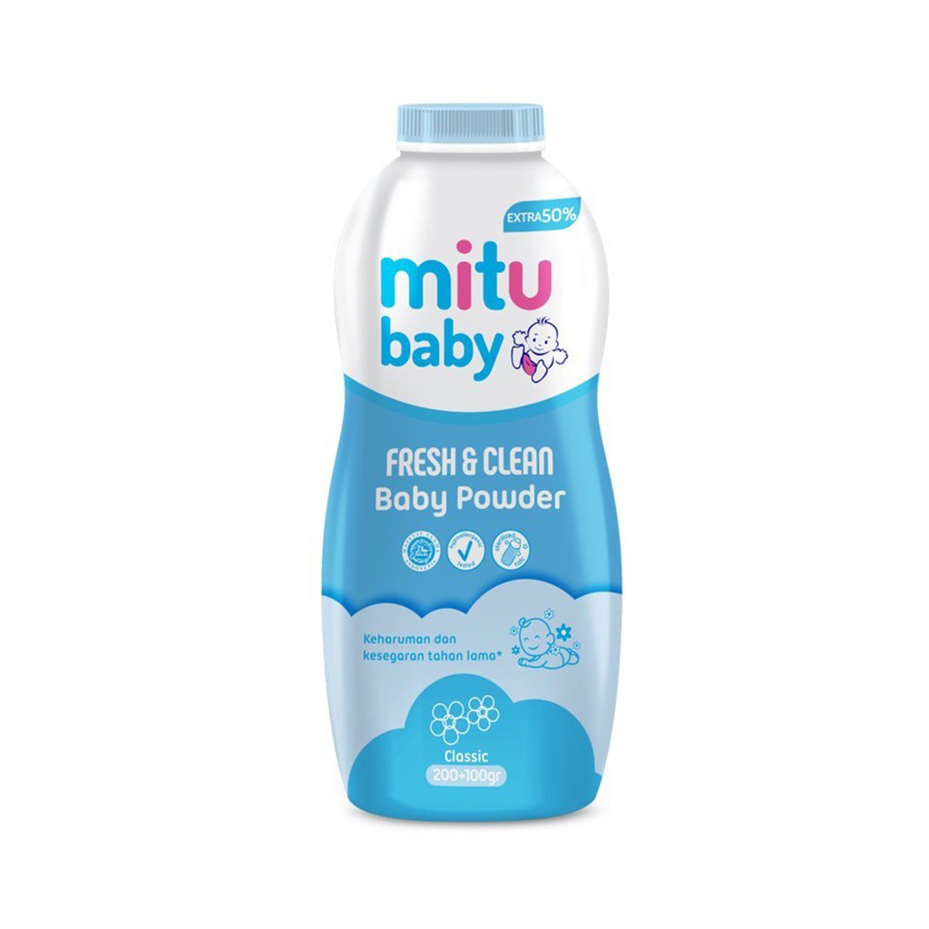 Mitu Baby Fresh and Clean Baby Powder Bedak Bayi Classic 300gr