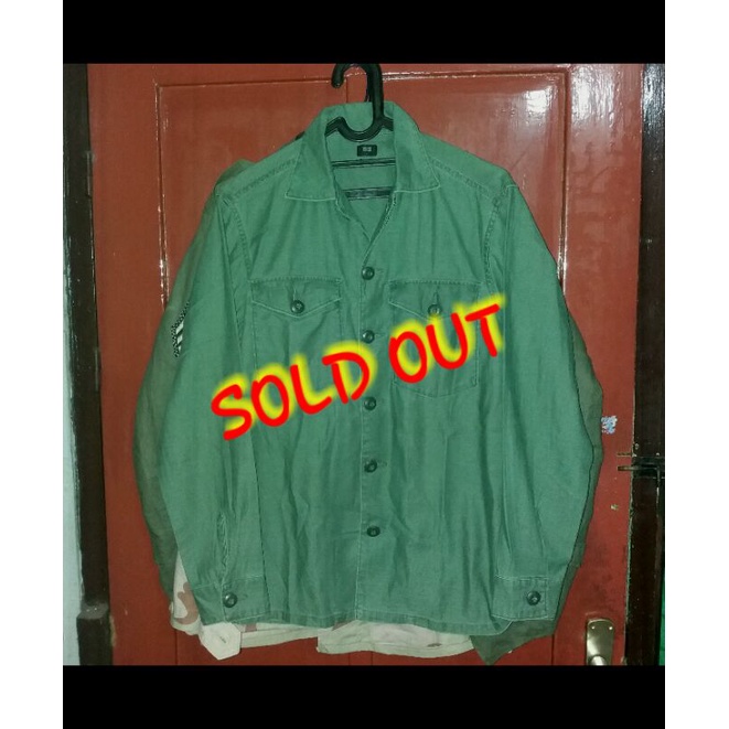 Shirt Uniqlo Olive Green Repro Vintage OG107 Us Army Size S Kemeja Second