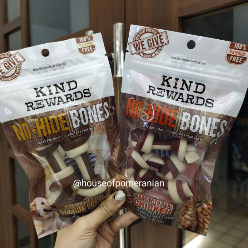 KIND REWARDS no hide bones isi 2 dan isi 4 snack anjing dog food chew chicken peanut