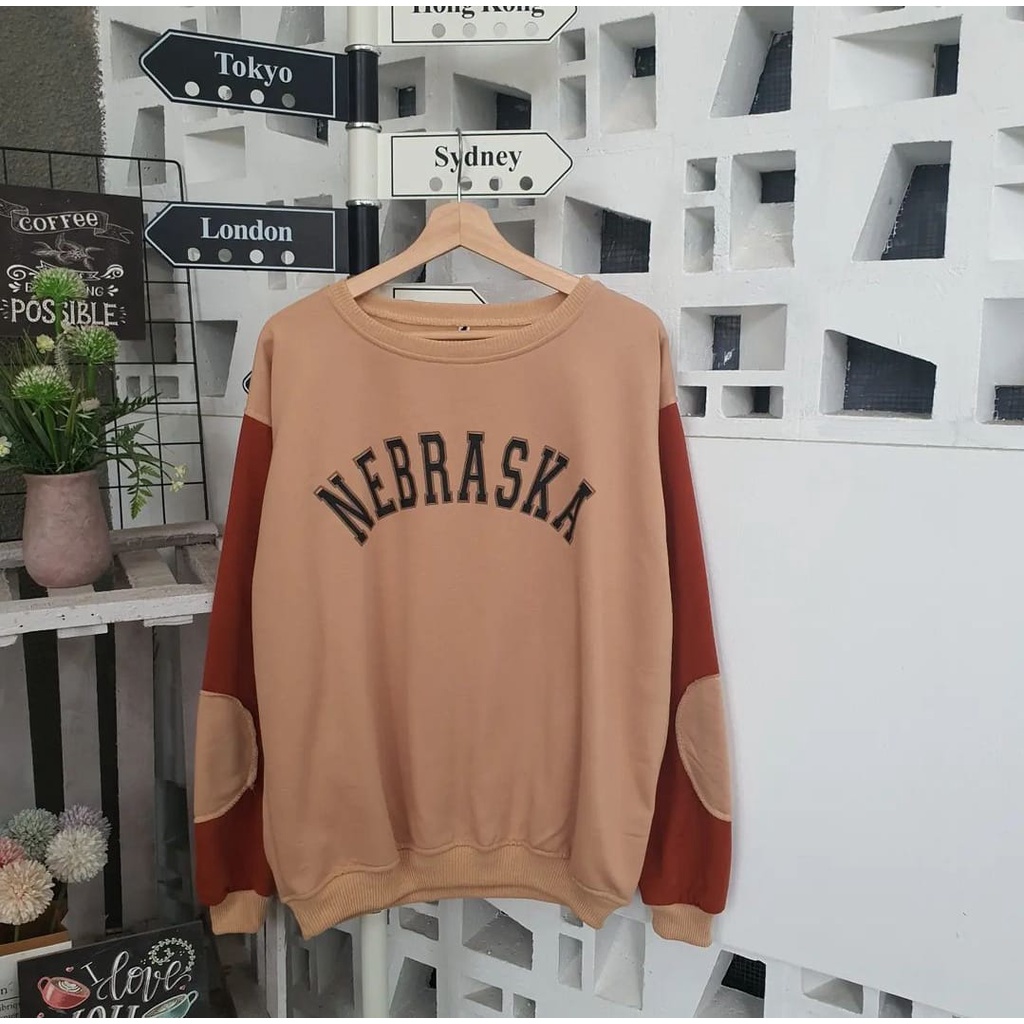 XXL NEBRASKA OVERSIZE SWEATER WANITA KOREAN STYLE - CREWNECK WANITA OVERSIZE - SWEATER COUPLE