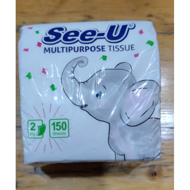 tisu tissue SEE U pop up ecovalue SGP multipurpose 150 sheets 2 ply see u gajah-1