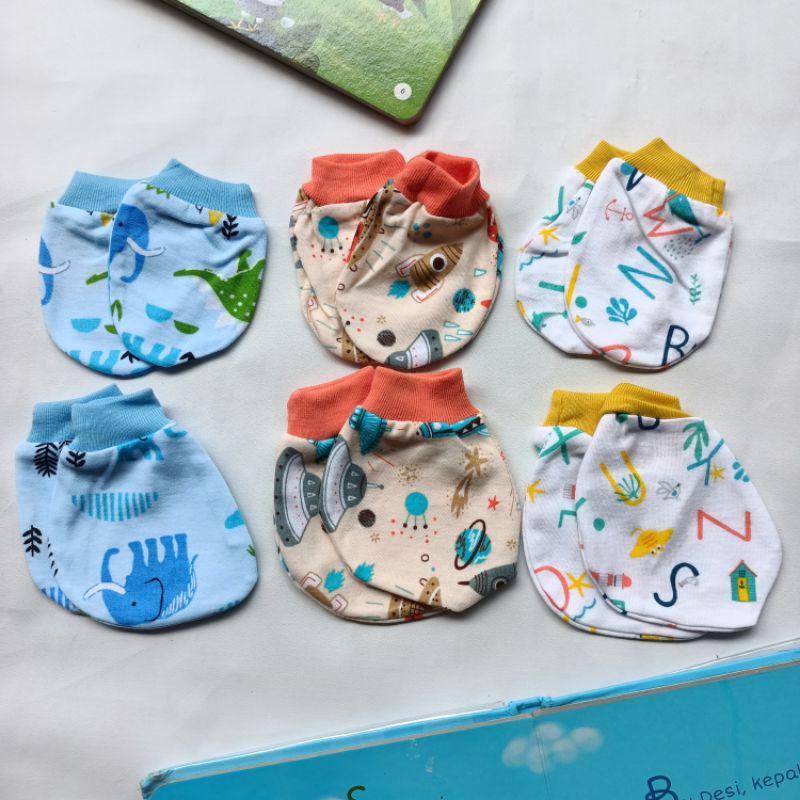 Mitten Sarung tangan Dan kaki Bayi Newborn rib Little q SNI