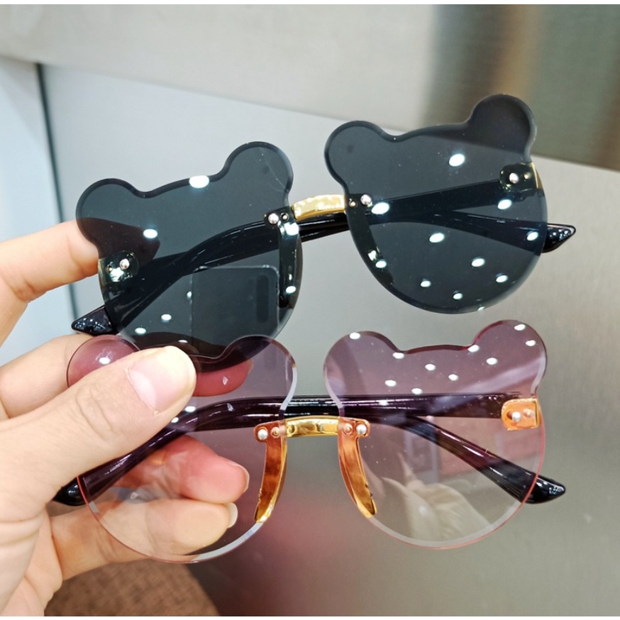 BAJ KACAMATA BEAR ANAK FASHION KIDS 1 - 8 TAHUN KOREA Kacamata Hitam Anak New Trend Fashion Anak Terbaru NO frame Titanium Telinga Beruang High Quality KC025