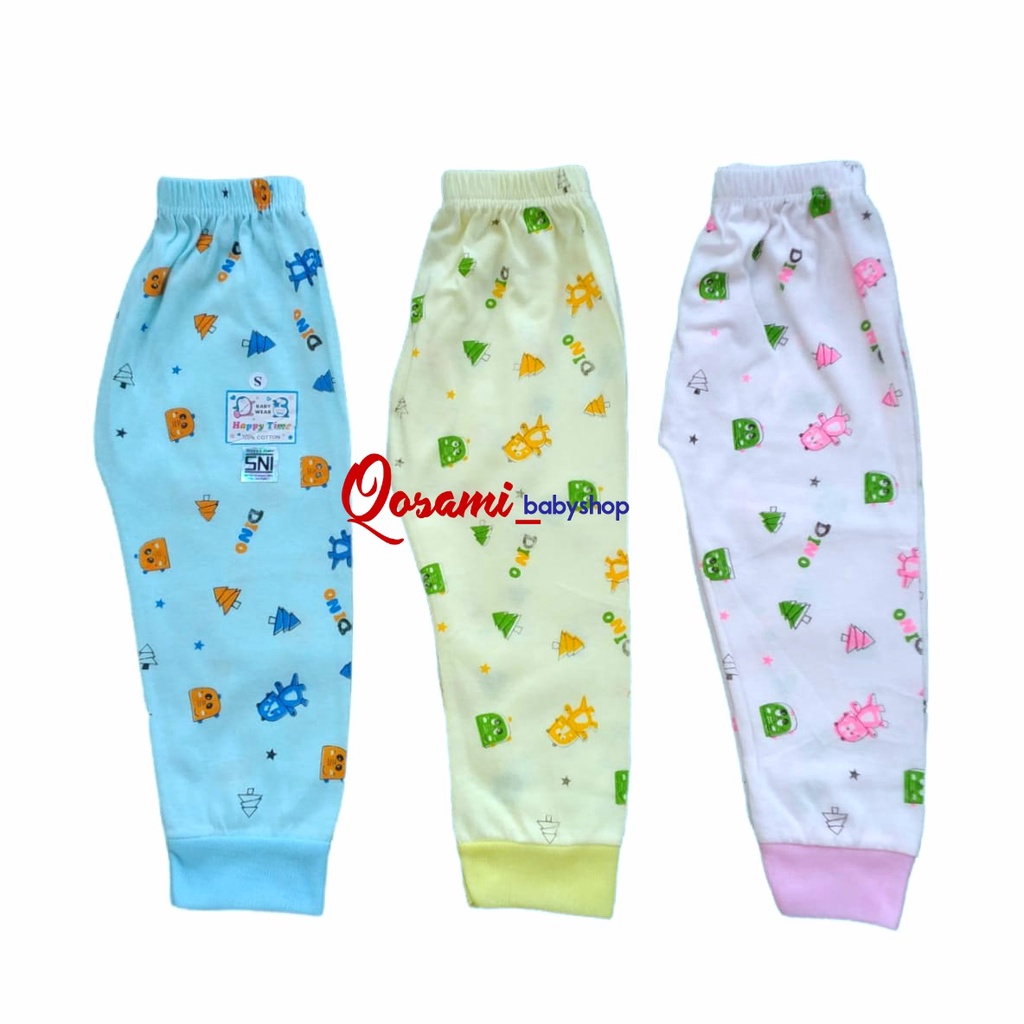 HAPPY TIME 3 pcs Celana Warna Panjang Bayi Motif Uk S, M, L, XL SNI