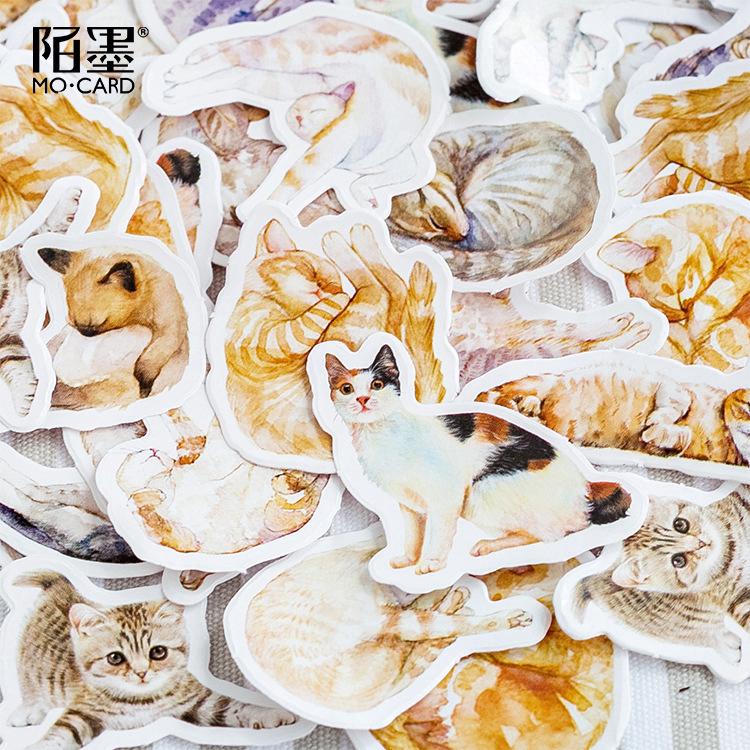 45Pcs Stiker Bentuk Kucing Lucu untuk Scrapbook / Jurnal / Diary