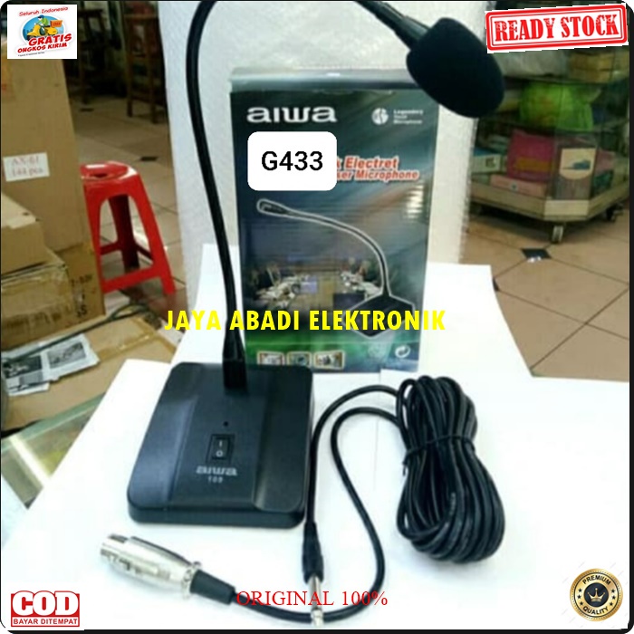 G433 AIWA NEW MIC KABEL MEJA TABLE CONDENSOR MIMBAR PODIUM KARAOKE LEGENDARY DYNAMIC MIKROPON MIK MICROPHONE CARDIOID MIKROPHONE MEETING METING CABLE VOKAL ARTIS VOCAL AUDIO SOUND SISTEM PROFESIONAL PRO PENGERAS SUARA HIFI SUARA SENSITIF MC PIDATO SEMINAR