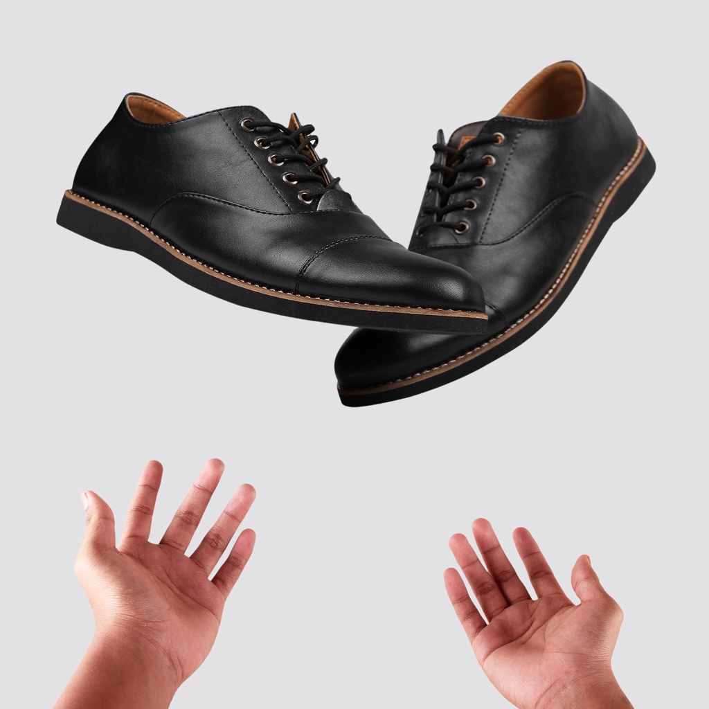 OXFORD FULL BLACK ORIGINAL x MNDY Sepatu Formal Hitam Tali Pria Pantofel Kerja Kantor Resmi Guru Kantoran Wisuda Kuliah Pesta Wedding Kondangan Nikah Casual Modern Derby Semi Kulit Premium Monday Footwear Big Size Ukuran Jumbo 44 45 46 Keren Terbaru Ori