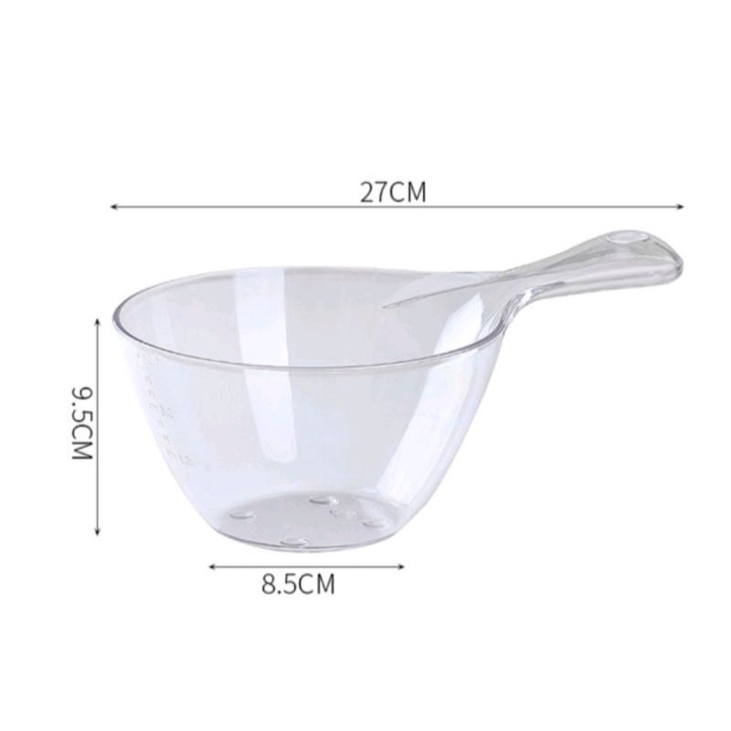 KOCHEN Gayung Mandi Serbaguna Aesthetic Gagang Kayu / Mika Plastik Tebal Transparan Kekinian Anti Pecah Elegan Wadah Cuci Buah Water Scoop Ciduk Air Minimalis Nordic Scandinavian Viral