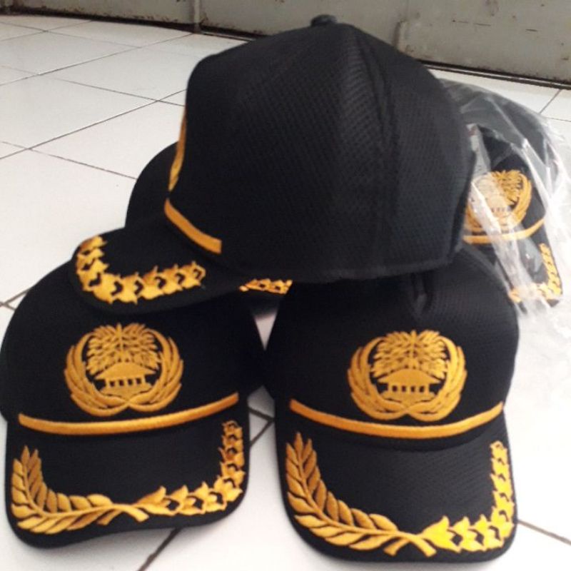 Topi Korpri lis Kuning Padi Kapas Bordir Nama