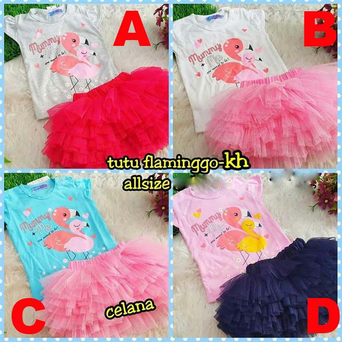Baju Bayi Perempuan Setelan Celana Tutu Bayi Flamingo