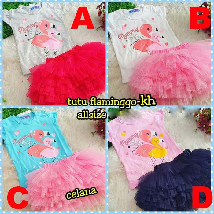 Baju Bayi Perempuan Setelan Celana Tutu Bayi Flamingo