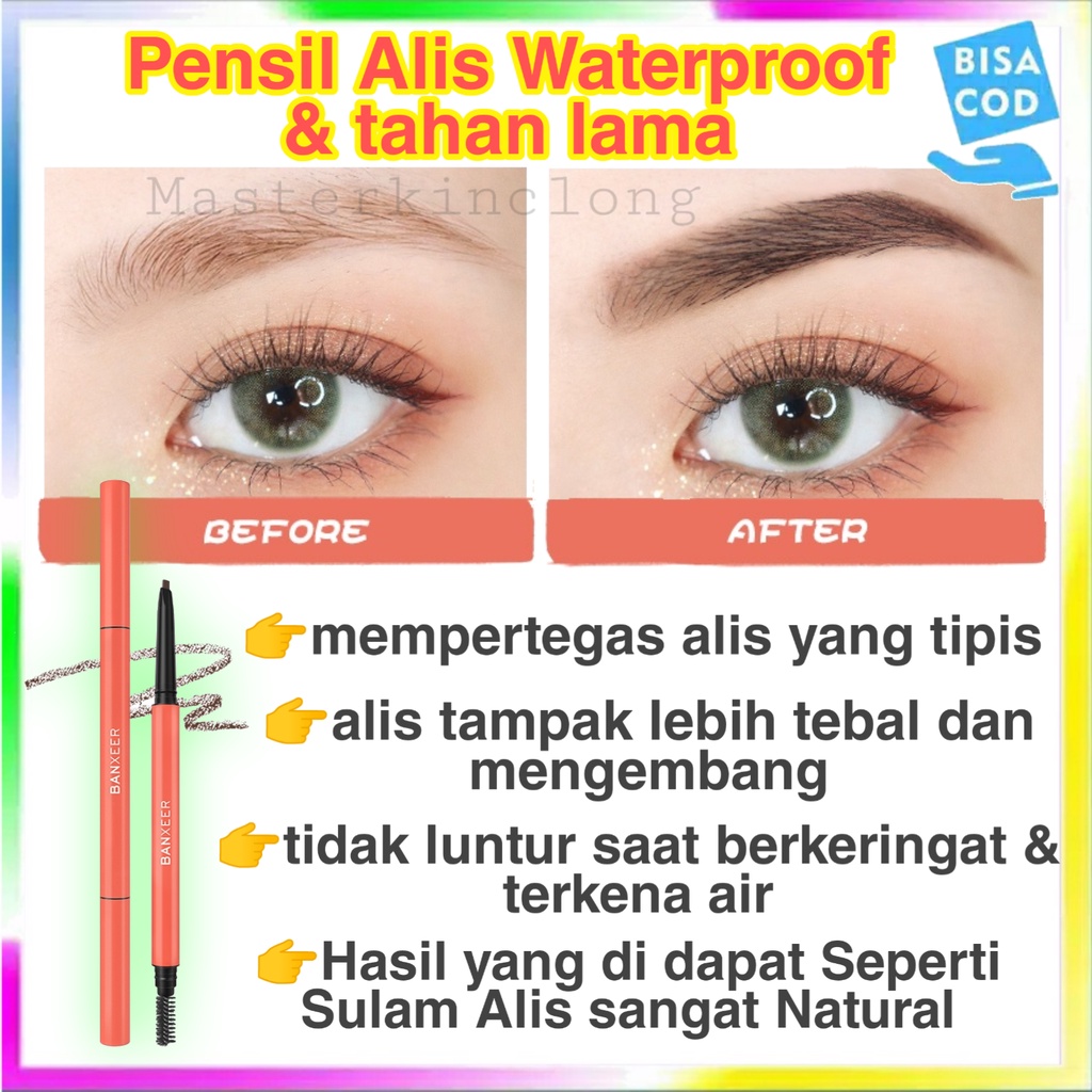 Pensil Alis Waterproof Dan Tahan Lama Eyebrow Pencil Waterproof Penebal Alis Dan Bulu Mata BANXEER P