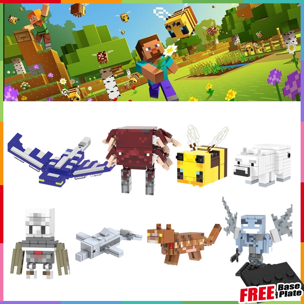 Mainan Action Figure Mini Minecraft Phantom Striders Bee Cat Vex Polar Bear XH0301