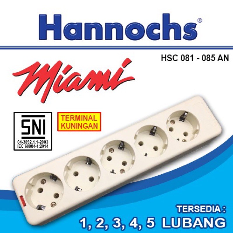 HANNOCHS Stop Kontak 2 Lubang Tanpa Kabel Miami 082