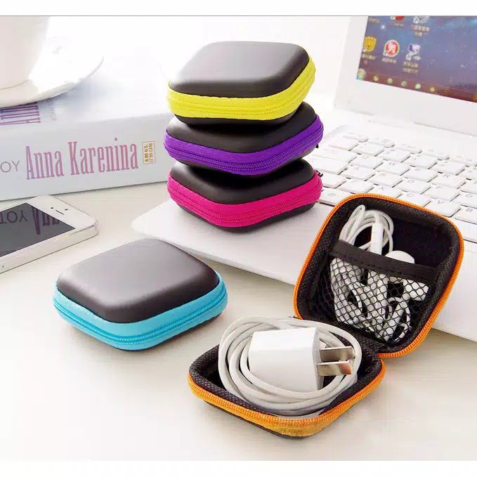 MurmerOfficial D014 Dompet Headset &amp; Koin Petak Charger Mini Head Set Penyimpanan Murah