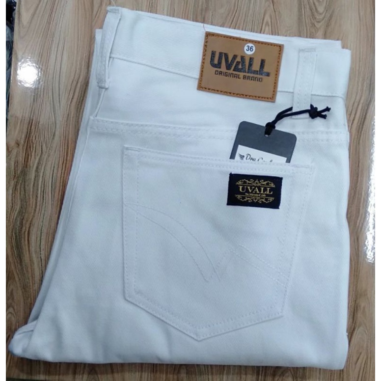Celana Jeans Pria White Standar/Reguller Uvall Premium