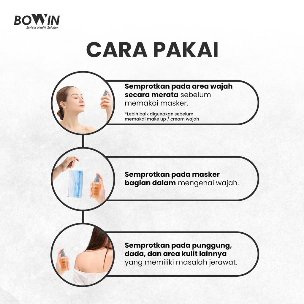 Bowin Back &amp; Chest Acne Spray - Maskne (Centella Asiatica&amp;Allantoin) [Jerawat Wajah, Jerawa Punggung, Jerawat Tubuh, Jerawat Dada}