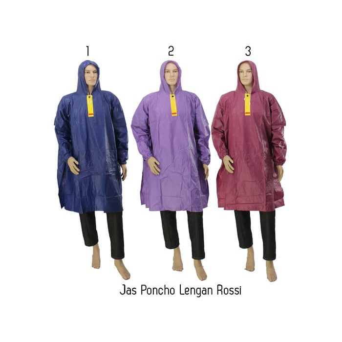 Jas Hujan Ponco Lengan / Poncho Lengan Rossi PVC Karet Elastis