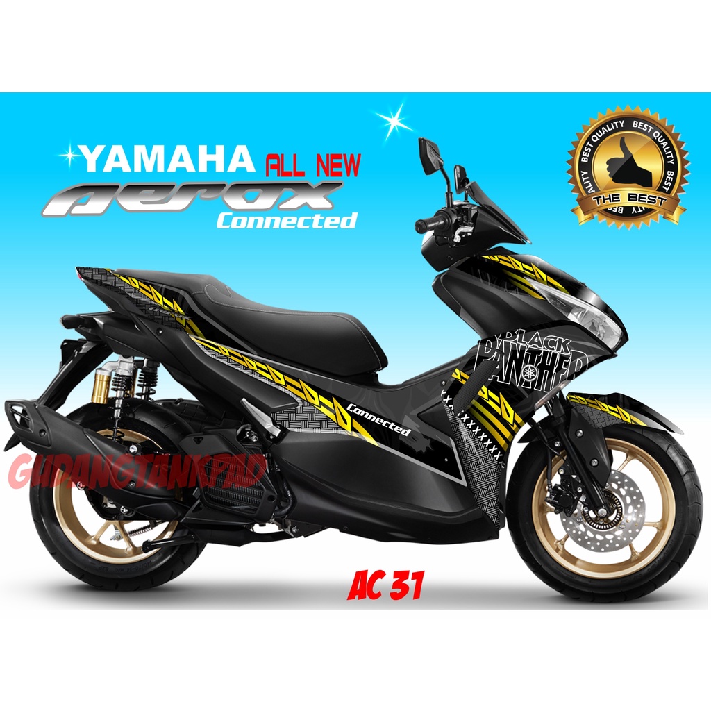 DECAL STIKER DECAL ALL NEW AEROX CONNECTED 2021 BLACK PANTHER/STIKER FULL BODY.