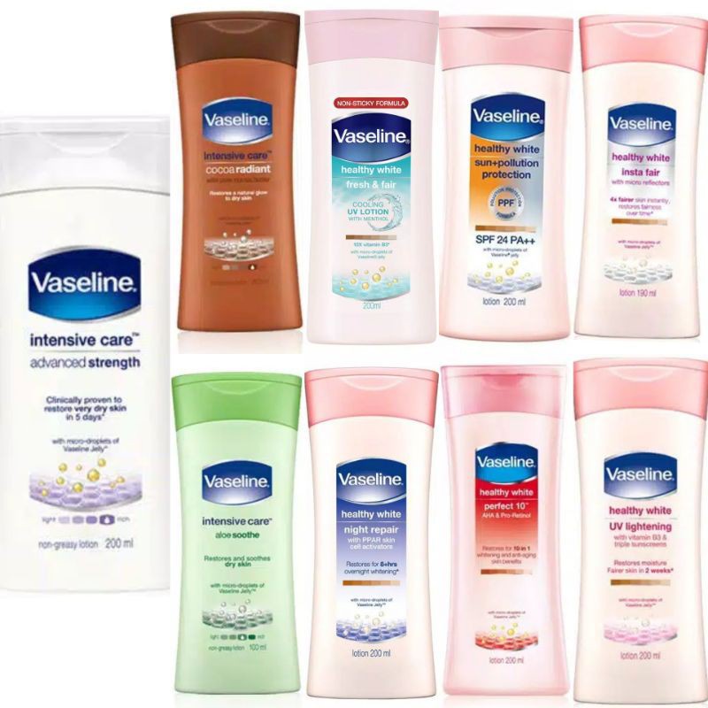VASELINE HAND & BODY LOTION 200 ML INTENSIVE CARE HEALTHY WHITE VASELINE PUTIH PEMUTIH SPF