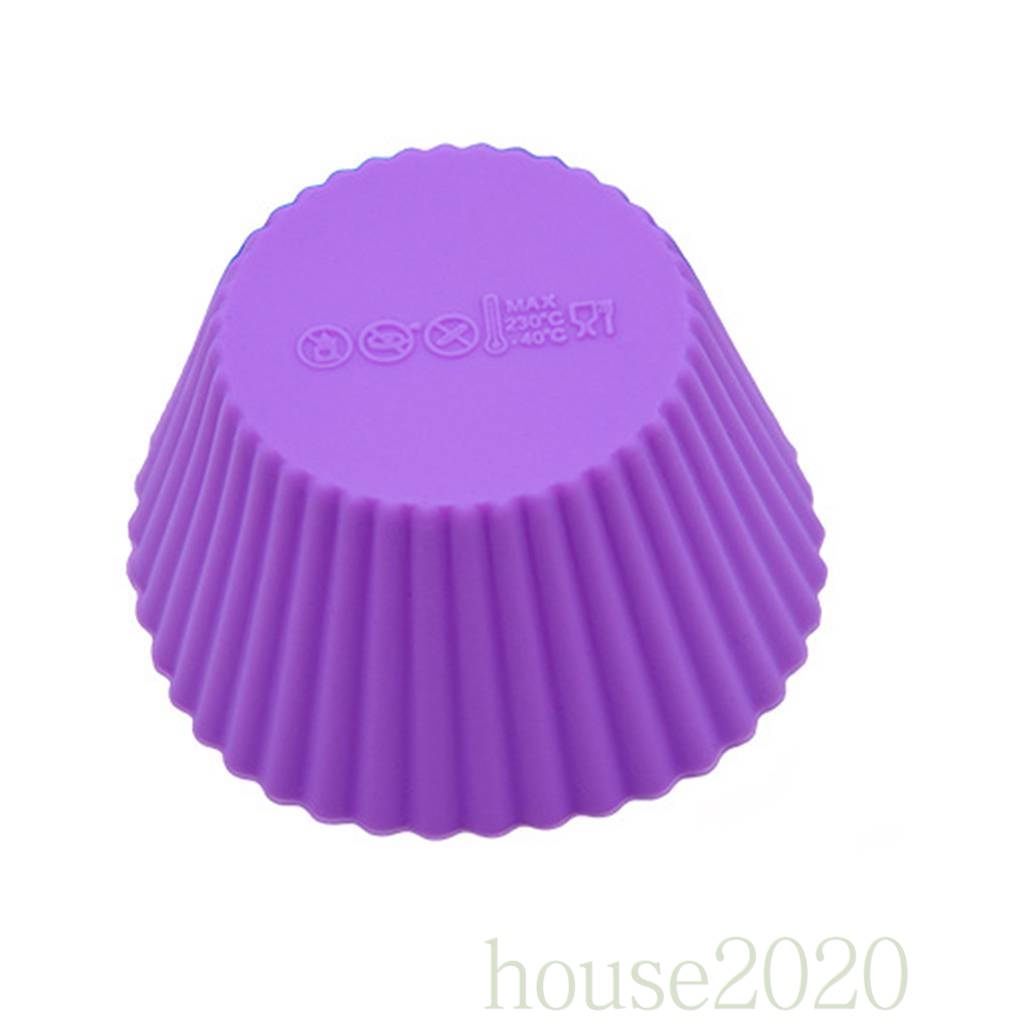 [house2020]12PCS Small Silicone Colorful Round Cupcake Liners Baking Cups Vibrant Muffin Moulds Color Random