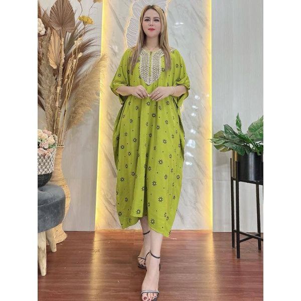 Kaftan Jumbo Matahari Ld 150 | Baju Wanita | Renda Jumbo | Resleting Depan