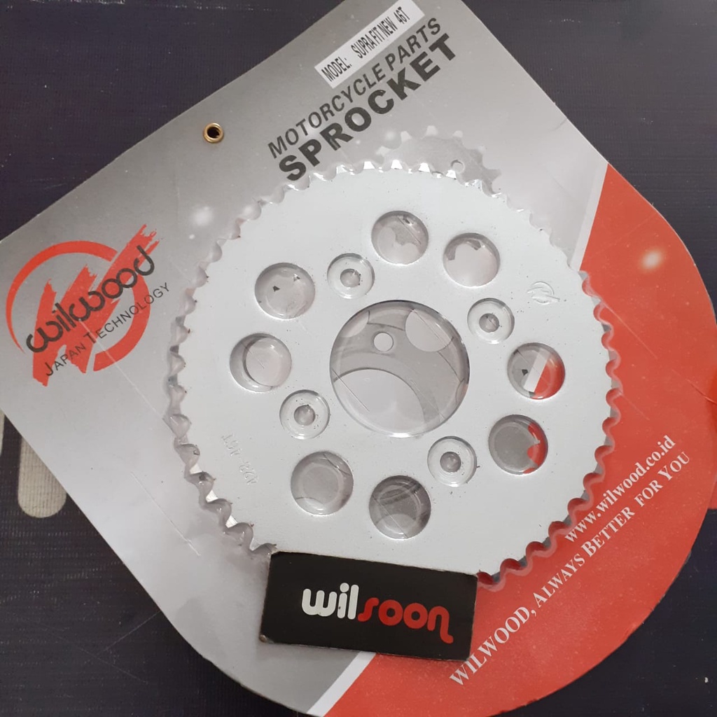 Gear / Gir Belakang / Sprocket  Honda Supra Fit New / Supra X 125 / Wave 125 Wilwood 46T 428 Chrome