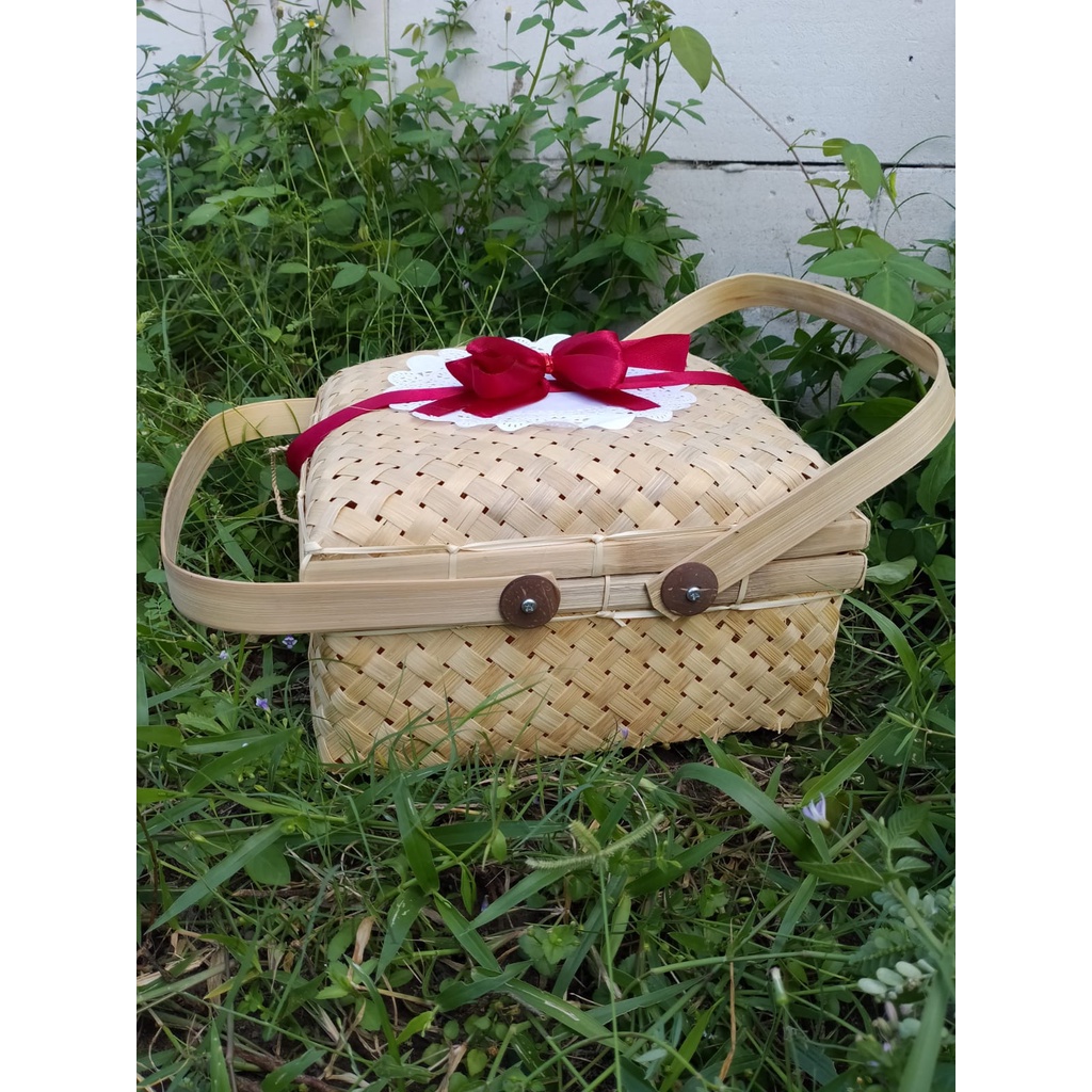 Sokase 25x25 cangking pita/wadah seserahan/kotak lamaran/hantaran/hadiah/natal/lebaran/tempat nasi t