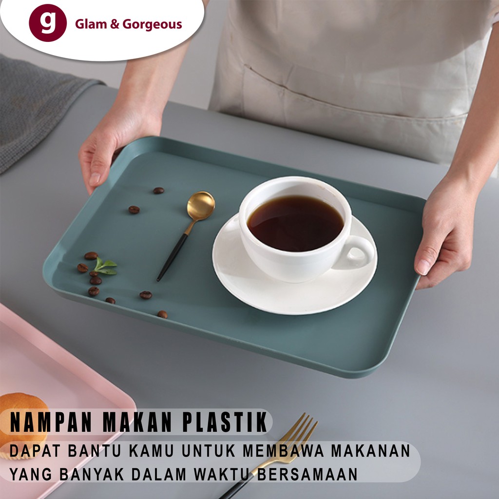 Nampan Makan Plastik Motif Polos Ukuran P 34 L 24 T 1,8 CM - KU021L