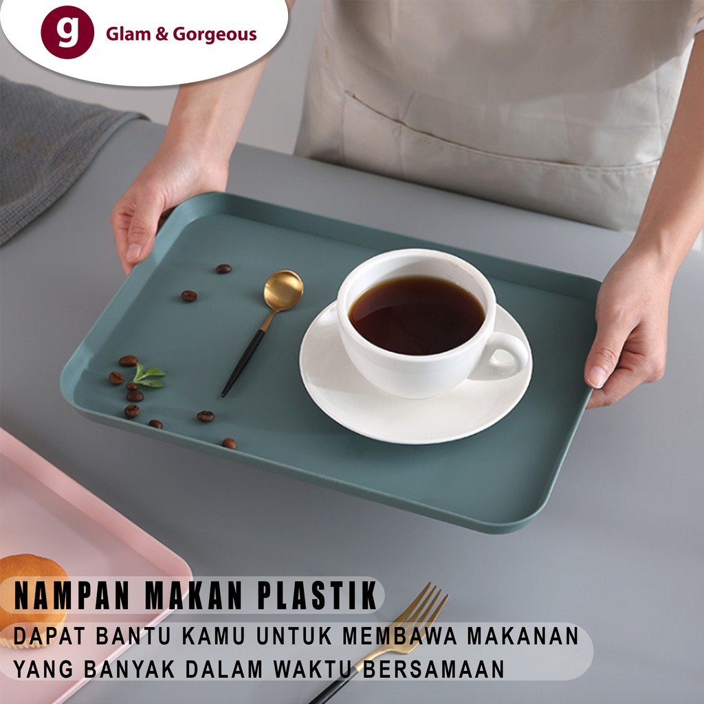 Nampan Makan Plastik Motif Polos Ukuran P 29,5 L 21 T 1.8 CM - KU021S