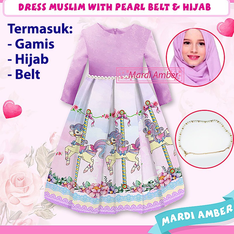 Baju Lebaran Gamis Anak UNICORN PURPLE