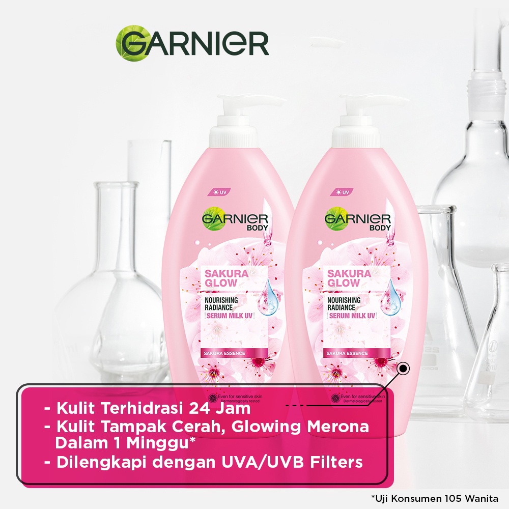 GARNIER SAKURA Glow Whitening Serum Milk UV Body Lotion 400mL