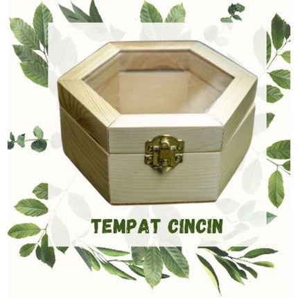 tempat cincin segi enam akrilik, wadah cincin segi enam, tempat cincin tunangan, hampers, kotak hant