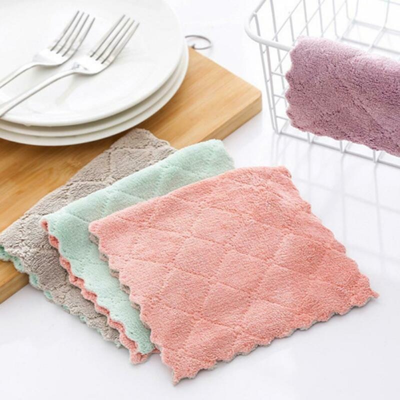 Kain Lap Meja / Dapur / Piring / Panci / Dish Towel Anti Minyak Bahan Coral Fleece