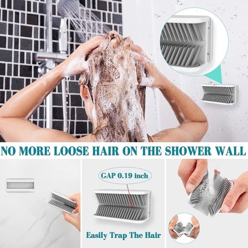 1 Pc Saringan Penangkap Rambut Bahan Silikon Dapat Digunakan Kembali 24 Jam Untuk Dinding Shower Kamar Mandi