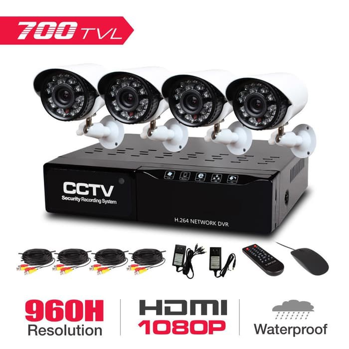 COD/Bayar di Tempat] Paket Komplit Kamera CCTV Nordic Equip 4CH 700TVL 1080P