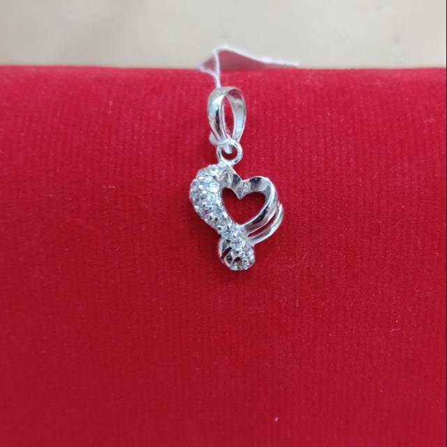 Liontin love emas putih kadar 750