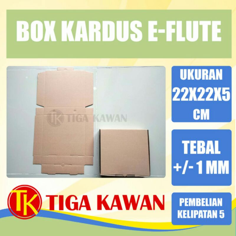 

Kardus Dus Packaging Box Corrugated E-Flute Eflute Coklat 22x22x5 cm