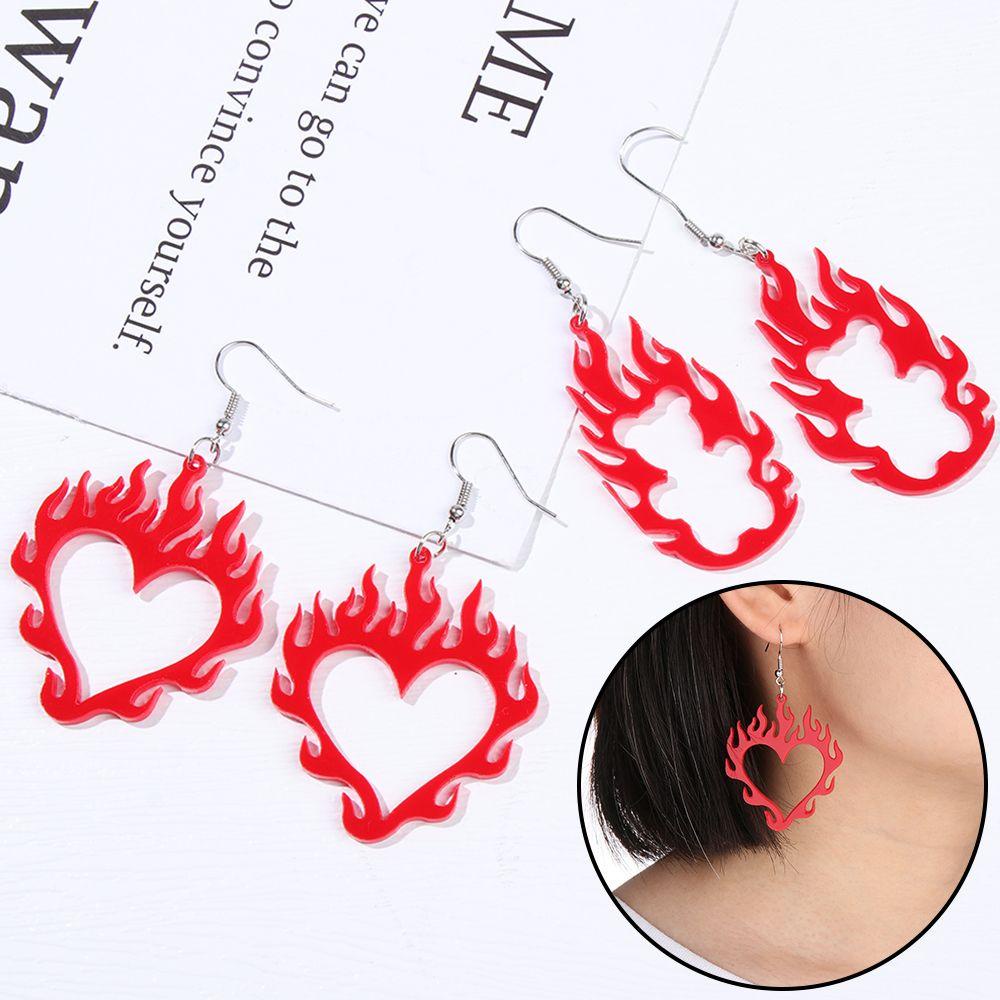 Lily Flame Earring Wanita Kepribadian Kreatif Akrilik