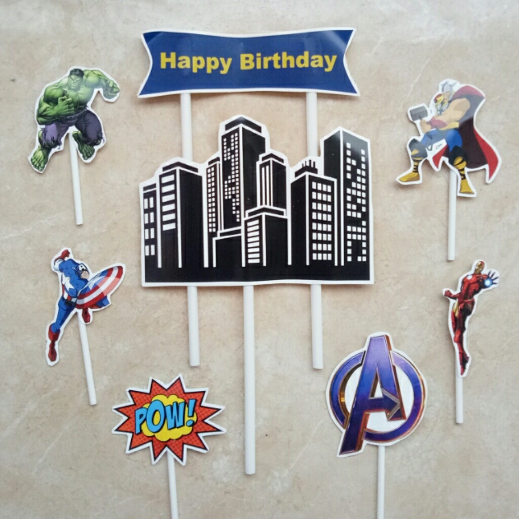 hiasan kue ulang tahun cake topper satu set karakter The Avengers avengers