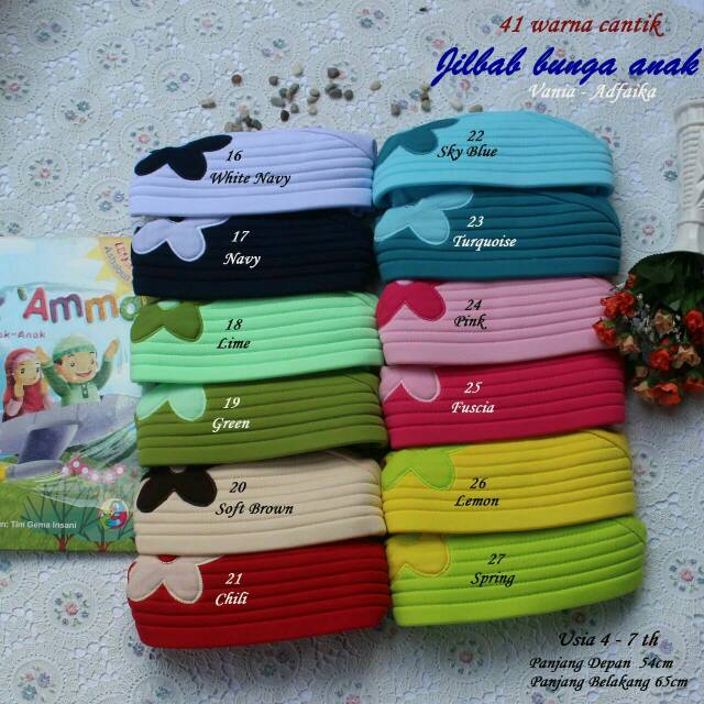 Hijab kerudung jilbab anak SD vania bunga warna cantik