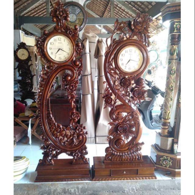 Jam hias kayu jati ukiran asli jepara