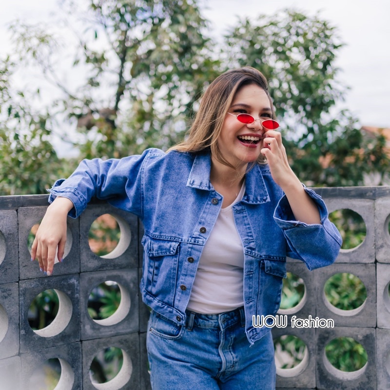 WOW-Mrs Jaket Jeans Oversize Wanita//Jaket crop Wanita//Jaket Cewek//Jaket Viral