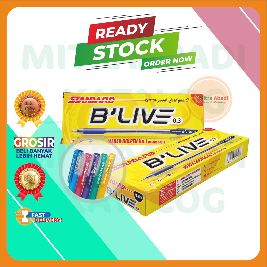 

(1 PAK ISI 12) PULPEN PENA STANDARD BLIVE HITAM