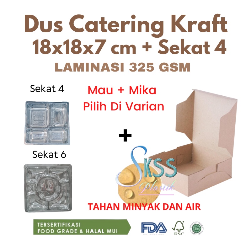 Box Dus Nasi Kraft Laminasi 18x18 l Kotak Nasi l Dus Nasi Kotak Kemasan Makanan Kue 18 x 18