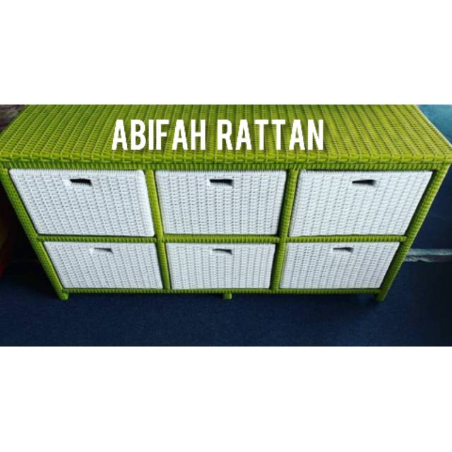 Lemari 6 Laci Rotan Sintetis / Drawer Rotan Sintetis